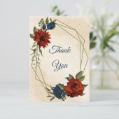 oranje marinebloemen bruiloft bedankkaart (Staand voorkant)