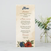 oranje marinebloemen bruiloft menu (Staand voorkant)