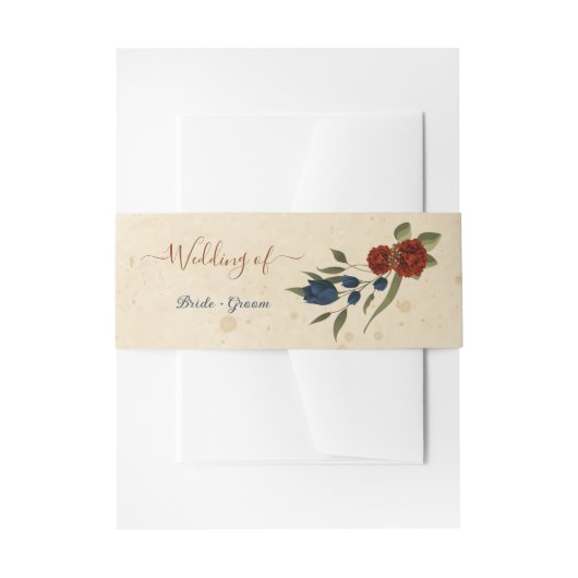 oranje marinebloemen bruiloft uitnodigingen wikkel (Voorkant Voorbeeld)