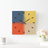 Oranje marinegeel crème vierkante klok (Huis)