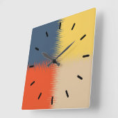 Oranje marinegeel crème vierkante klok (Hoek)