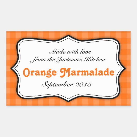 Oranje Marmalade conserveren jam voedsellabel stic Rechthoekige Sticker (Voorkant)