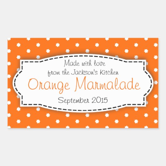 Oranje Marmalade conserveren jam voedsellabel stic Rechthoekige Sticker (Voorkant)