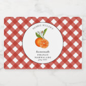Oranje Marmalade Gingham Country stijl Voedselcontainer Etiket (Enkel label)