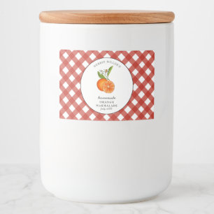 Oranje Marmalade Gingham Country stijl Voedselcontainer Etiket