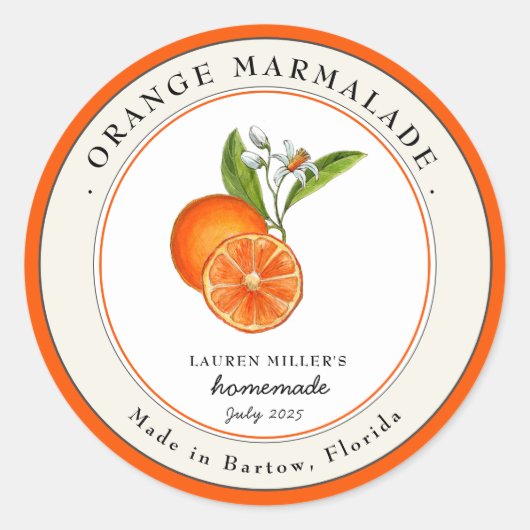  Oranje Marmalade jar Canning label (Voorkant)