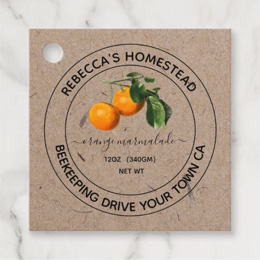 Oranje Marmalade Kraft Paper Canning Jar Bedankjes Labels (Voorkant)