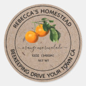 Oranje Marmalade Kraft Paper Canning Jar Labels (Voorkant)