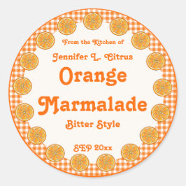 Oranje Marmalade op Gingham Ronde Sticker