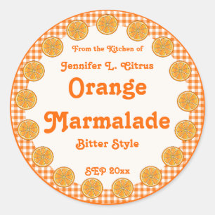 Oranje Marmalade op Gingham Ronde Sticker