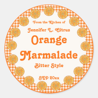 Oranje Marmalade op Gingham Ronde Sticker