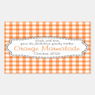Oranje marmelade gingham Controleer voedsellabel s Rechthoekige Sticker