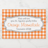 Oranje marmelade gingham gecontroleerd voedseletik voedselcontainer etiket (Enkel label)