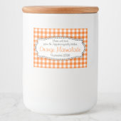 Oranje marmelade gingham gecontroleerd voedseletik voedselcontainer etiket (Voorkant)