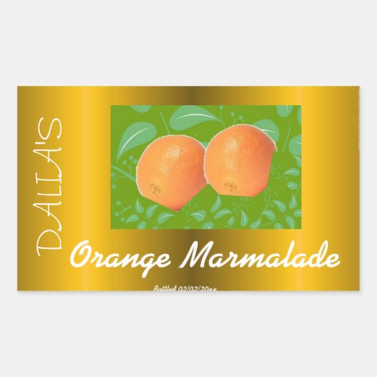 Oranje marmelade label (Voorkant)