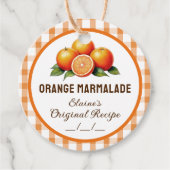 Oranje marmelade label met geruit ontwerp (Voorkant)