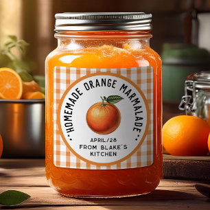 oranje marmelade met geruit motief vierkante sticker