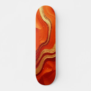 Oranje Marmer Abstracte Kunst met Gouden Accenten Persoonlijk Skateboard