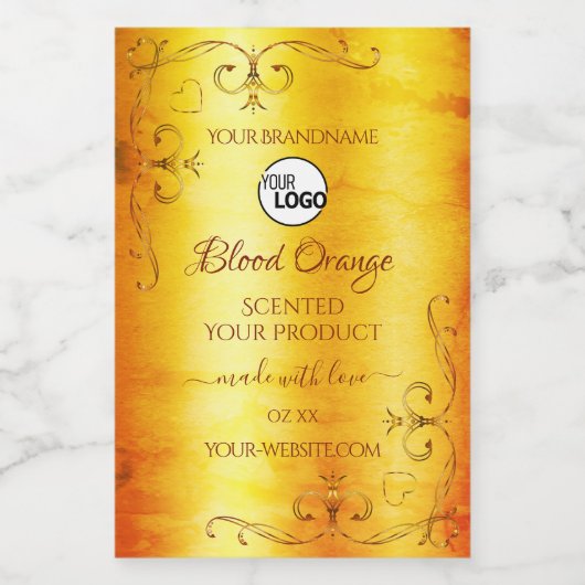  Oranje marmer  Product Labels Logo Voedselcontainer Etiket (Enkel label)