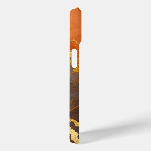 Oranje marmeren patroon met goud Case-Mate iPhone case (Achterkant / Rechts)