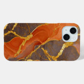 Oranje marmeren patroon met goud Case-Mate iPhone case (Achterkant (horizontaal))