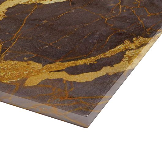 Oranje marmeren patroon met goud snijplank (Hoek)