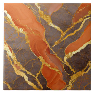 Oranje marmeren patroon met goud tegeltje