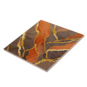 Oranje marmeren patroon met goud tegeltje (Zijkant)