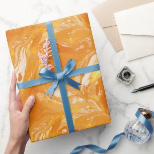 Oranje marmeren vloeibare stijl patroon cadeaupapier