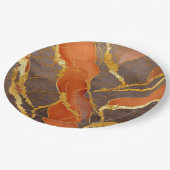 Oranje marmerpatroon met goud papieren bordje (Gekanteld)