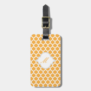 Oranje Marokkaans Patroon met Monogram Bagagelabel