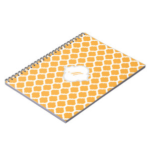 Oranje Marokkaans Patroon met Monogram Notitieboek