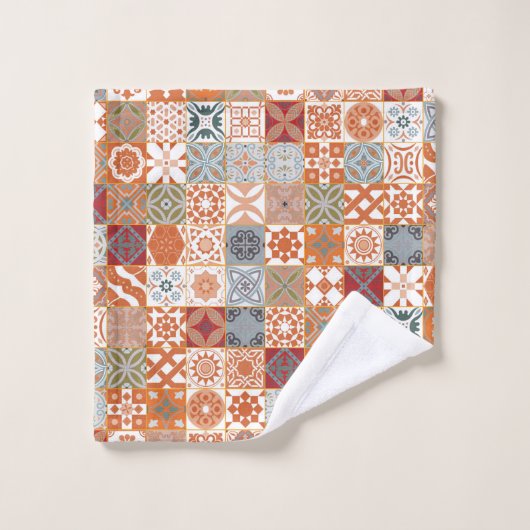 Oranje Marokkaanse tegel Bad Handdoek (Wasdoekje)