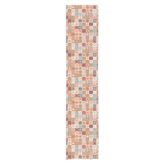 Oranje Marokkaanse tegel Korte Tafelloper (Voorkant)