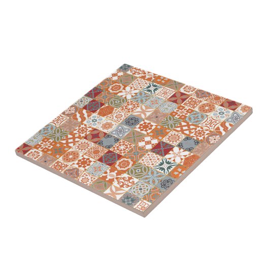 Oranje Marokkaanse tegel Tegeltje (Zijkant)