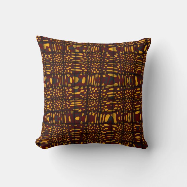 Oranje maroon Black Modern Zig Zag Abstract Pillow Kussen (Voorkant)