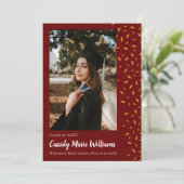 Oranje Maroon Confetti Afstuderen Aankondiging (Staand voorkant)