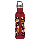 Oranje Maroon rode pinguïn in geometrisch Abstract Waterfles (Achterkant)