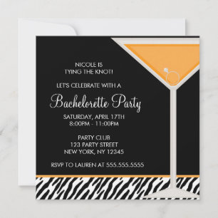Oranje Martini Bachelorette Party Kaart