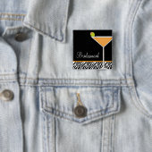 Oranje Martini en Zebra Pattern Vierkante Button 5,1 Cm (In situ)