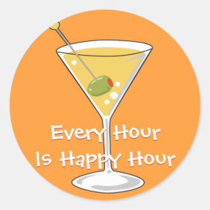 Oranje Martini-Sticker Ronde Sticker