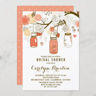 Oranje Mason Jars   Bridal Shower-uitnodiging Kaart