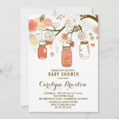 Oranje Mason Jars | Uitnodiging tot Baby shower (Voorkant)