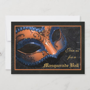Oranje Masquerade Ball Halloween Uitnodiging