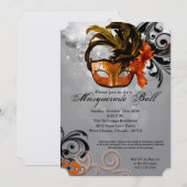 Oranje Masquerade Ball Mask Costume Halloween Part Kaart (Voorkant / Achterkant)