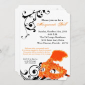 Oranje Masquerade Ball Mask Costume Halloween Part Kaart (Voorkant / Achterkant)