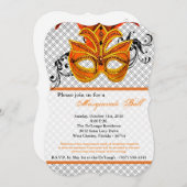 Oranje Masquerade Ball Mask Costume Halloween Part Kaart (Voorkant / Achterkant)