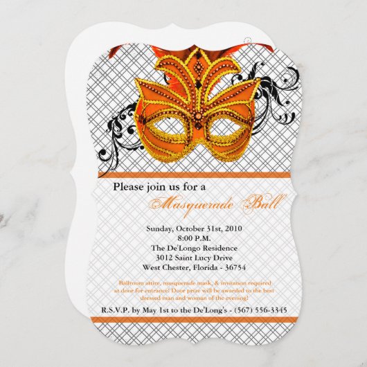 Oranje Masquerade Ball Mask Costume Halloween Part Kaart (Voorkant / Achterkant)