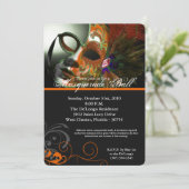 Oranje Masquerade Ball Mask Costume Halloween Part Kaart (Staand voorkant)