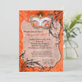 Oranje Masquerade Ball Mask Costume Halloween Part Kaart (Staand voorkant)